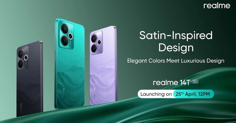 Realme 14T 5G sở hữu màn hình 2100 nits, pin 6000mAh sẽ ra mắt ngày 25/04