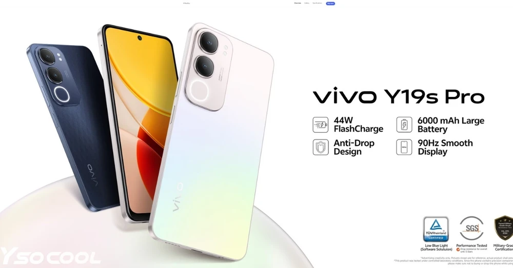 Vivo Y19s Pro ra mắt: Màn hình 90Hz, pin 6000mAh, cấu hình lên đến 8GB+256GB