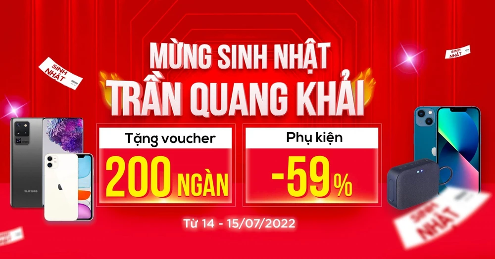 Mừng sinh nhật 50 Trần Quang Khải: Tặng thêm PHM đến 200K, phụ kiện giảm 59%