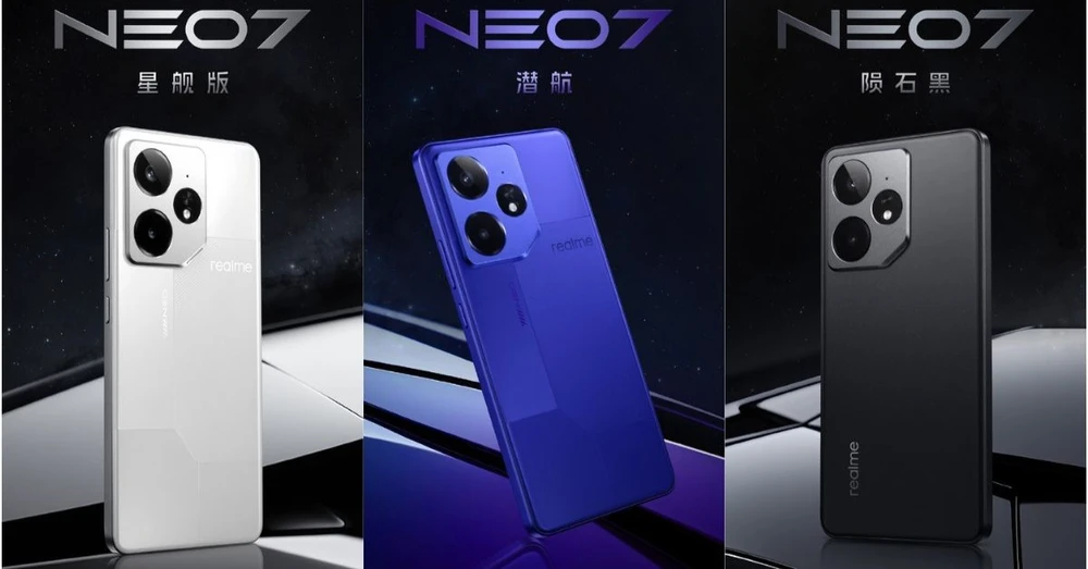 Realme Neo7 ra mắt: pin 7000mAh, chip Dimensity 9300 Plus, màn hình 6000nit, chống nước IP69