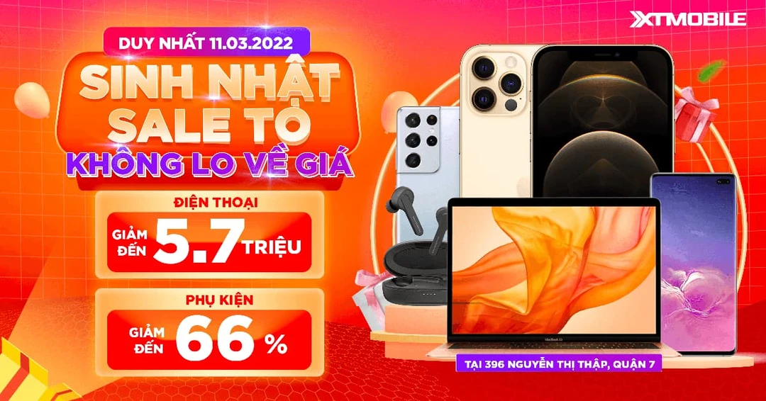 Mừng sinh nhật: Điện thoại giảm đồng loạt đến 5,7 triệu, phụ kiện giảm thêm 66%