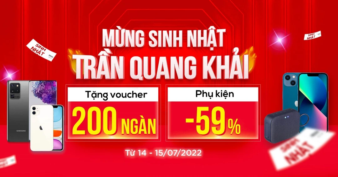 Mừng sinh nhật 50 Trần Quang Khải: Tặng thêm PHM đến 200K, phụ kiện giảm 59%