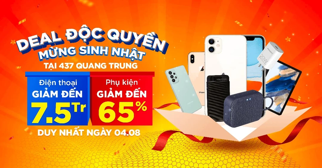 Mừng sinh nhật XTmobile 437 Quang Trung: Điện thoại giảm đến 7,5 triệu, phụ kiện giảm đến 65%