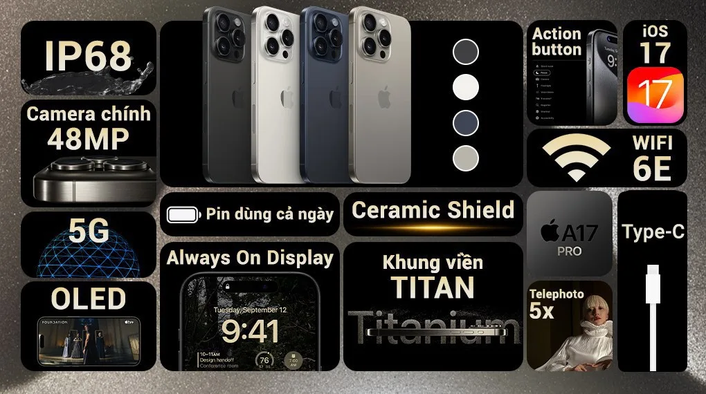 Tính năng nổi bật của iPhone 15 Pro Max 256GB Cũ (LikeNew)
