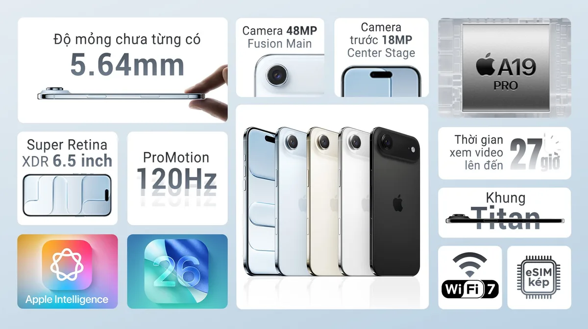 Tính năng nổi bật của iPhone Air 1TB Chính Hãng