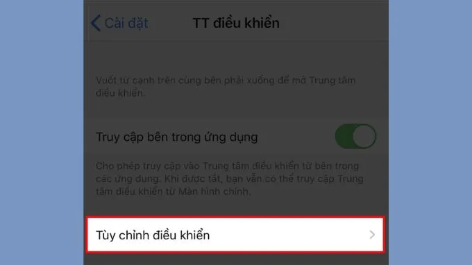 Chọn vào mục Tùy chỉnh điều khiển