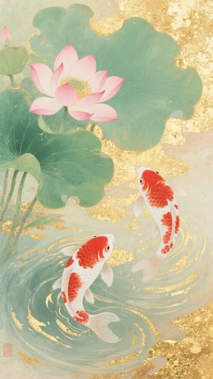 Hình nền hoa sen cá chép