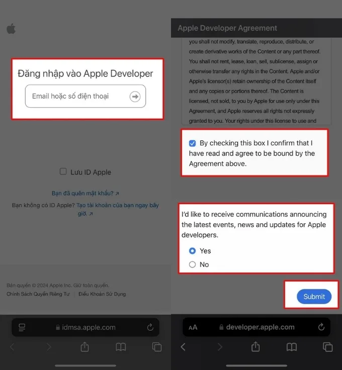 Bước 1: Đăng ký chương trình nhà phát triển Apple