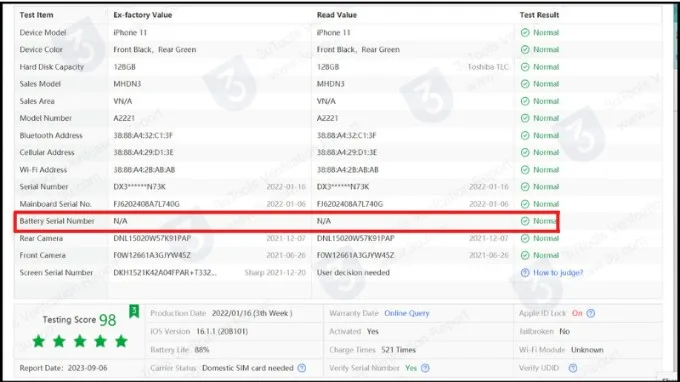 Kiểm tra pin iPhone thông qua 3uTools