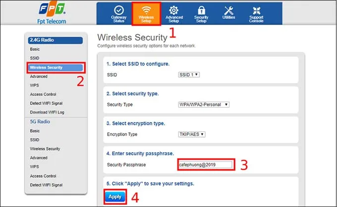 Cách đổi mật khẩu wifi FPT bằng trình duyệt web