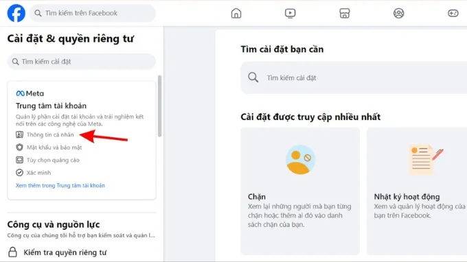 Bước 3 sao lưu dữ liệu trước khi chuyển Facebook cá nhân sang fanpage