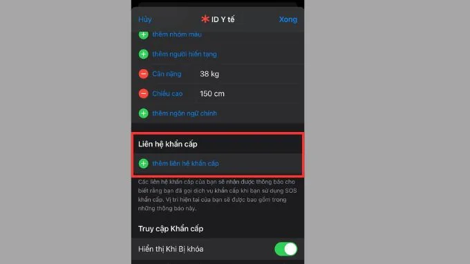 Thêm liên hệ vào cuộc gọi khẩn cấp trên iPhone