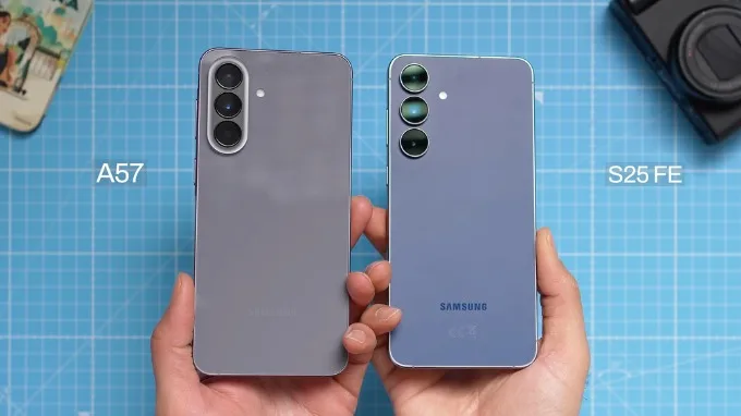 So sánh Samsung Galaxy A57 và Galaxy S25 FE về thiết kế