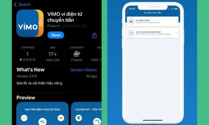 Rút tiền từ SIM điện thoại về tài khoản ngân hàng bằng ví điện tử Vimo