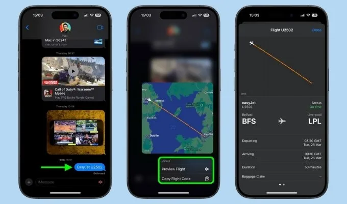 Cách theo dõi chuyến bay trên iPhone qua iMessages