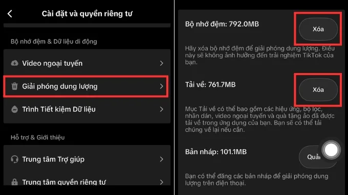 Cách giải phóng dung lượng TikTok chi tiết nhất
