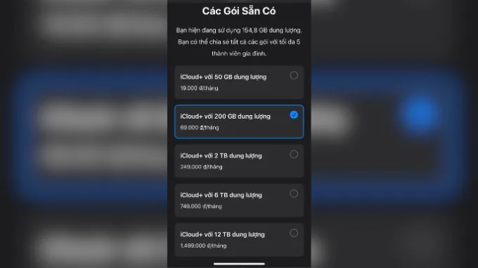 Cách mua thêm dung lượng iCloud trên iPhone/iPad