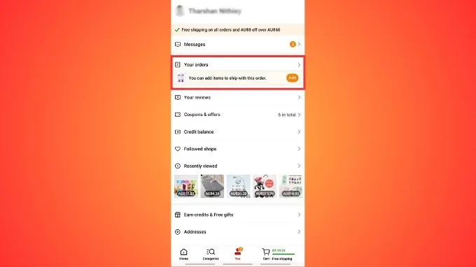 Cách hủy đơn hàng Temu