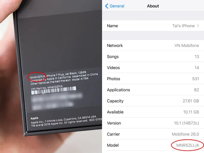 Cách nhận biết mã máy iPhone đang sử dụng