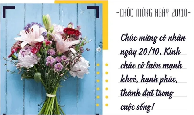 Mẫu thiệp chúc mừng 20/10 tặng cô giáo
