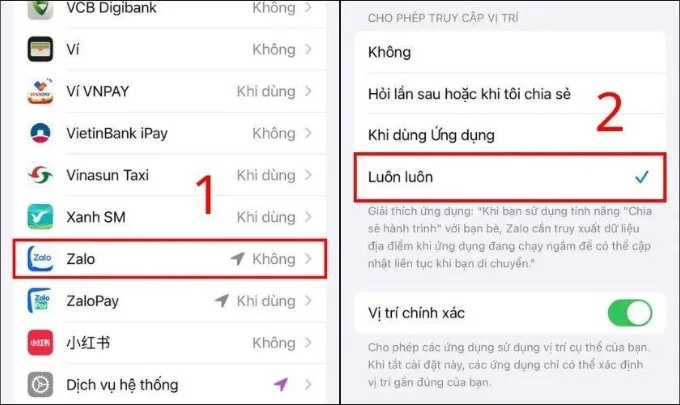 Bật định vị GPS trên iPhone