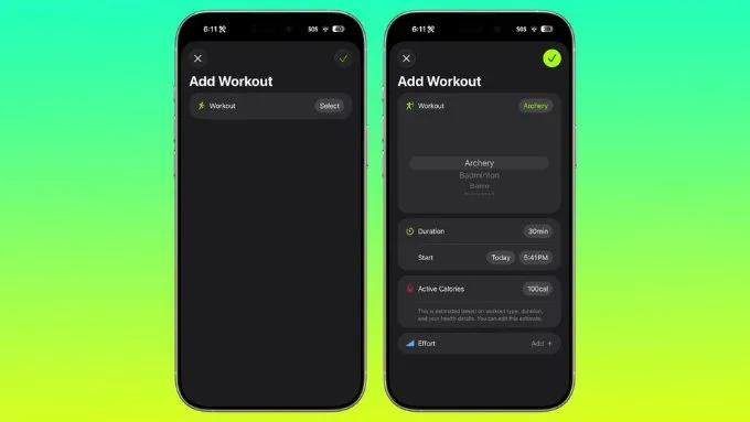 Ứng dụng Fitness cho phép tạo bài tập tùy chỉnh
