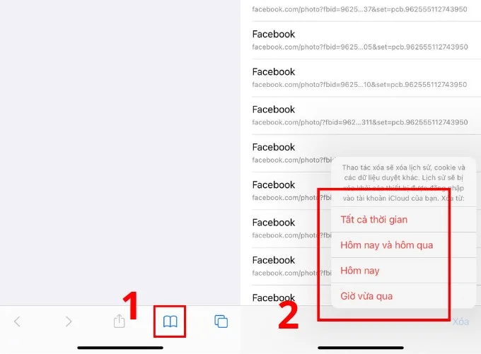 Xóa lịch sử tìm kiếm trên iPhone qua trình duyệt Safari