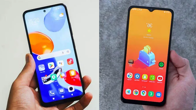 Khác biệt thiết kế màn hình Redmi Note 11 và Galaxy A13