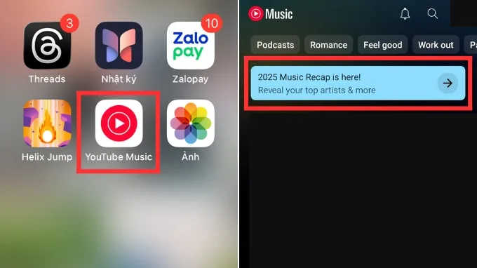 Cách xem Youtube Music Recap 2025 trên điện thoại