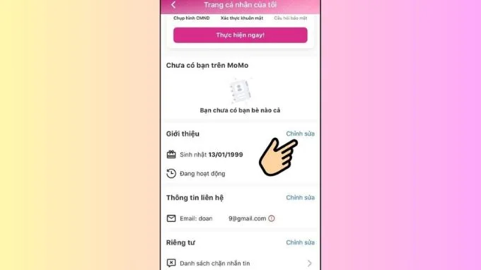 Hướng dẫn cách đổi tên Momo