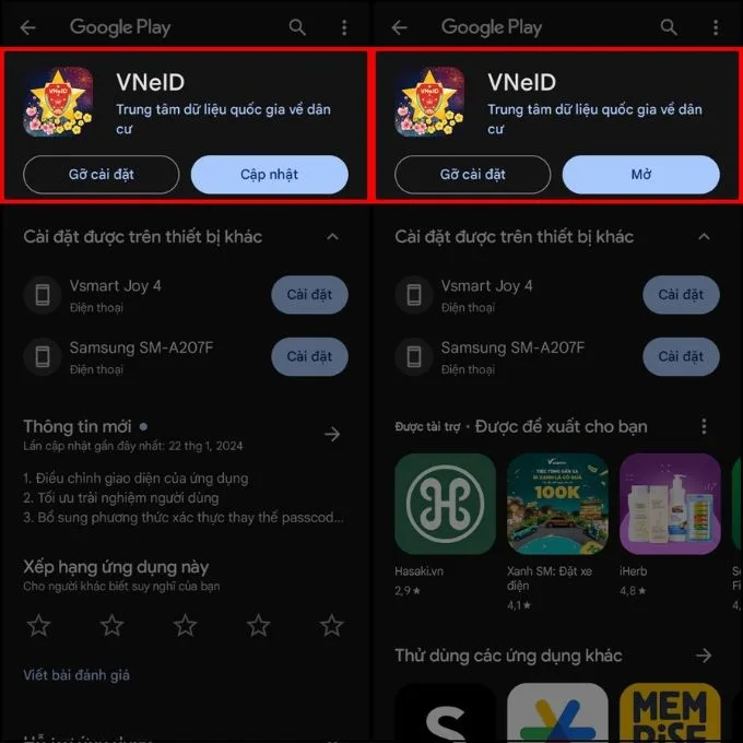 Cập nhật ứng dụng VNeID