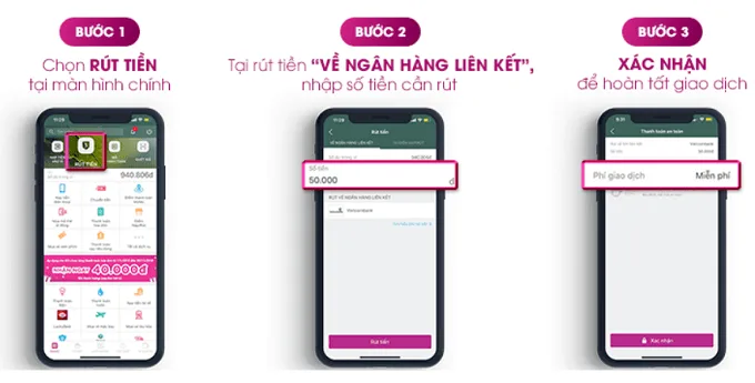 Ứng dụng momo hỗ trợ rút tiền về tài khoản ngân hàng liên kết