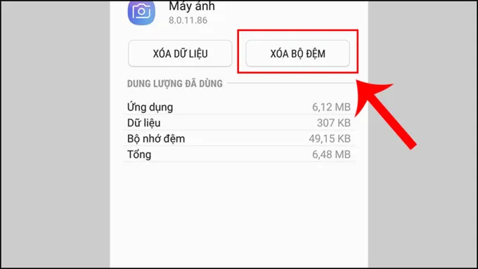 Chọn Xóa dữ liệu hoặc Xóa bộ nhớ đệm