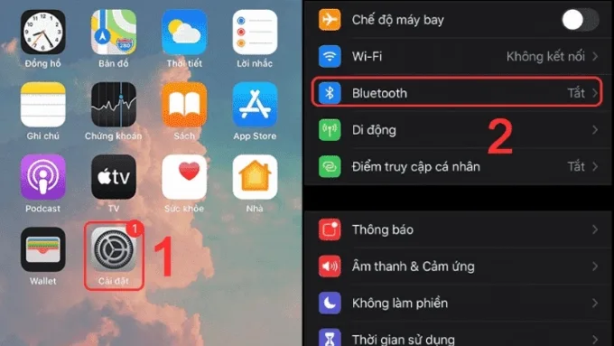 Truy cập Cài đặt từ màn hình chính của điện thoại, sau đó chọn mục Bluetooth