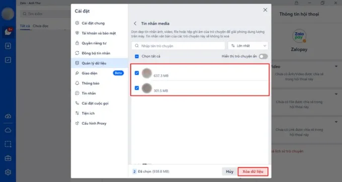Cách dọn dẹp bộ nhớ Zalo trên máy tính