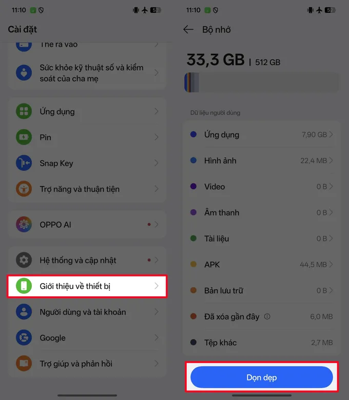 Dọn dẹp bộ nhớ điện thoại