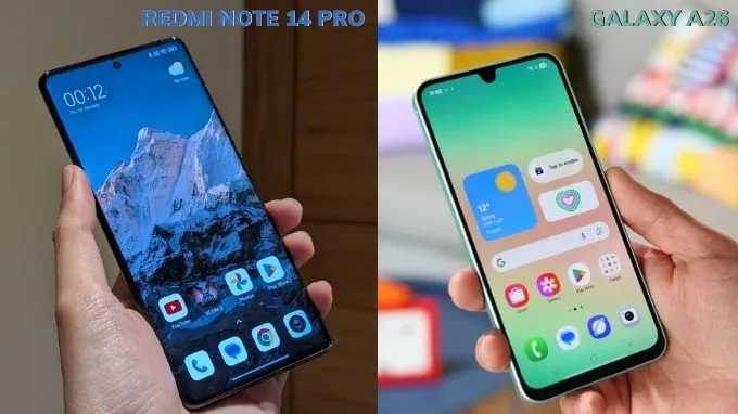 Xiaomi Redmi Note 14 Pro và Samsung Galaxy A26 so sánh màn hình