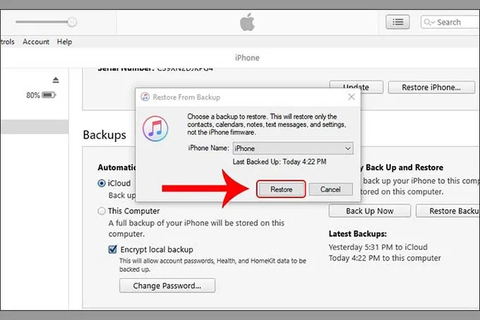 Khôi phục tin nhắn văn bản đã xóa thông qua iTunes