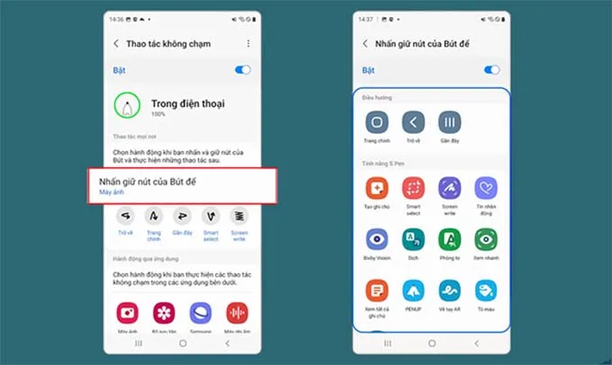 Thay đổi ứng dụng sẽ sử dụng với bút S Pen Galaxy S23
