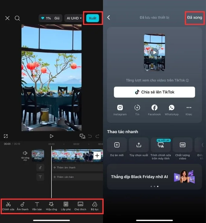 Phần mềm Capcut chỉnh sửa, ghép video trên iPhone