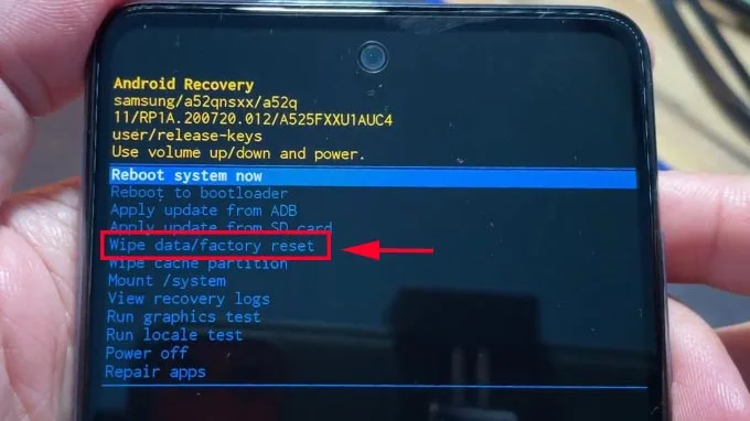 reset điện thoại Samsung bằng recovery
