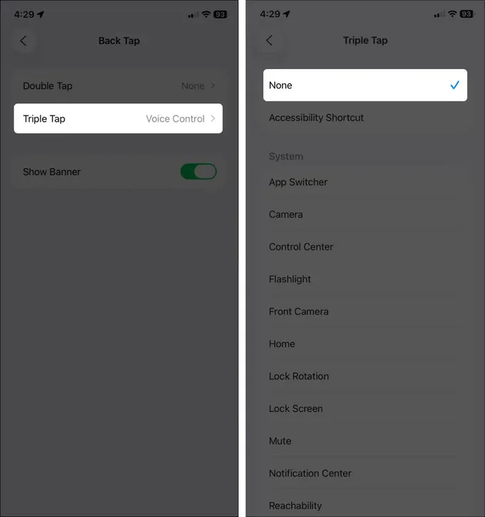 Kiểm tra Back Tap và Phím tắt