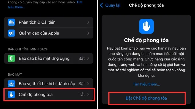 Cách kích hoạt Lockdown Mode trên iPhone