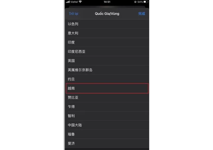 Bước 4 chuyển vùng từ Trung Quốc về App Store Việt Nam
