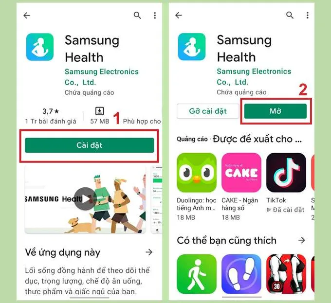 Truy cập Galaxy Store hoặc Google Play Store để tải ứng dụng