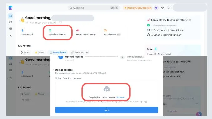 Chuyển đổi video thành văn bản bằng website Notta