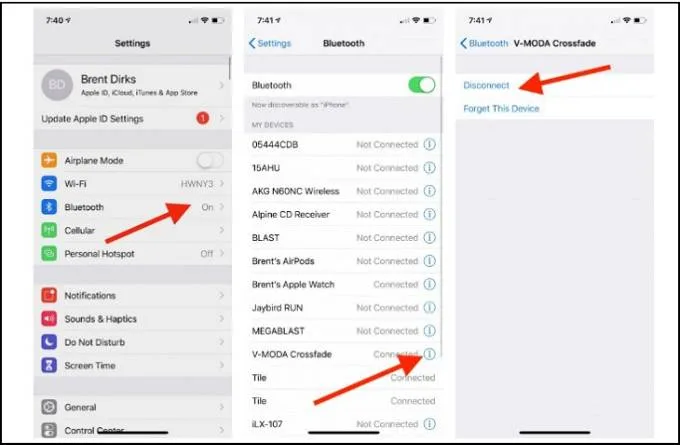 Ngắt kết nối Bluetooth với thiết bị khác để khắc phục tình trạng loa iPhone 14 bị nhỏ.