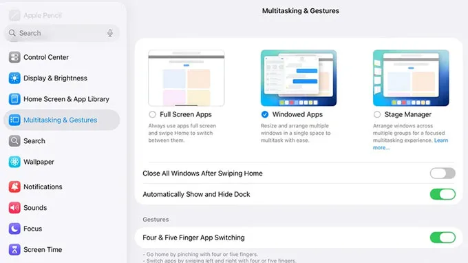 Quản lý đa nhiệm với Split View và Stage Manager