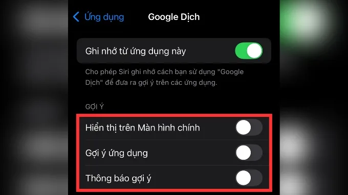Cách ẩn ứng dụng trên iPhone bằng cách tắt gợi ý Siri