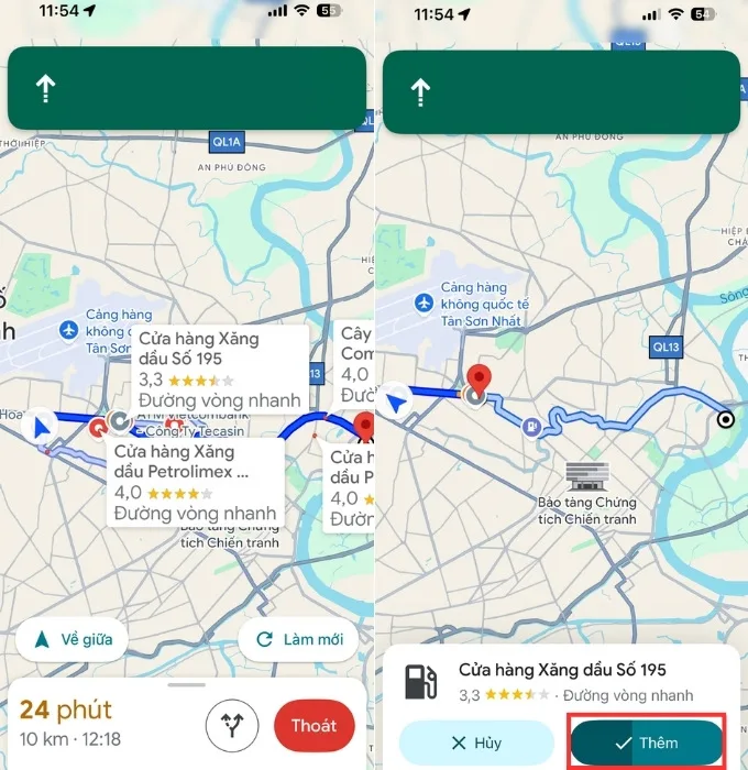 Cách tìm cây xăng gần nhất dọc tuyến đường trên Google Maps